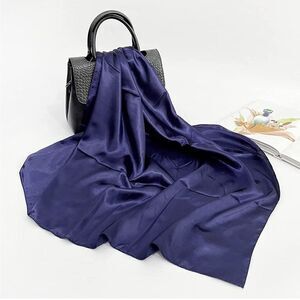 Navy blue Silky Scarf 